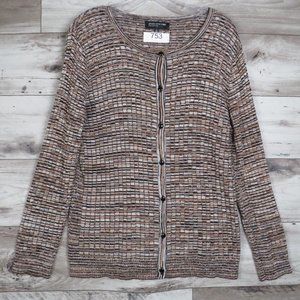 Jones NY* Women's Long‎ Sleeve Crew Neck Button Down Ribbed Sweater~ Size XL